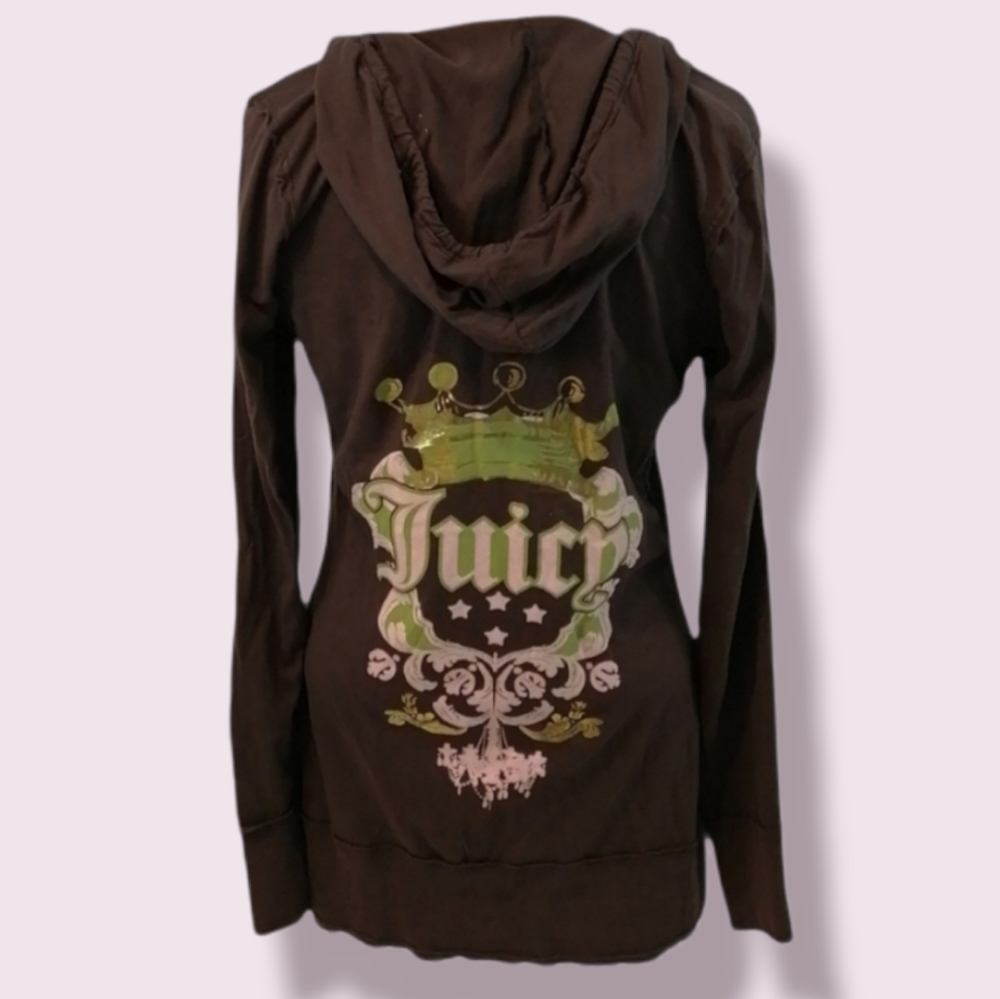 Juicy Couture Brown Long Sleeve Cotton Hoodie With Logo Medium - Picture 4 of 13